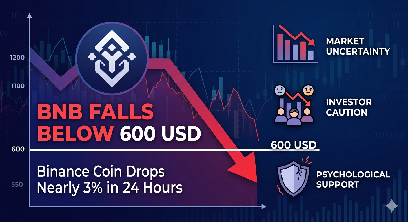 BNB Falls Below $600: Crypto Market Faces Fresh Pressure as Investors Turn Cautious