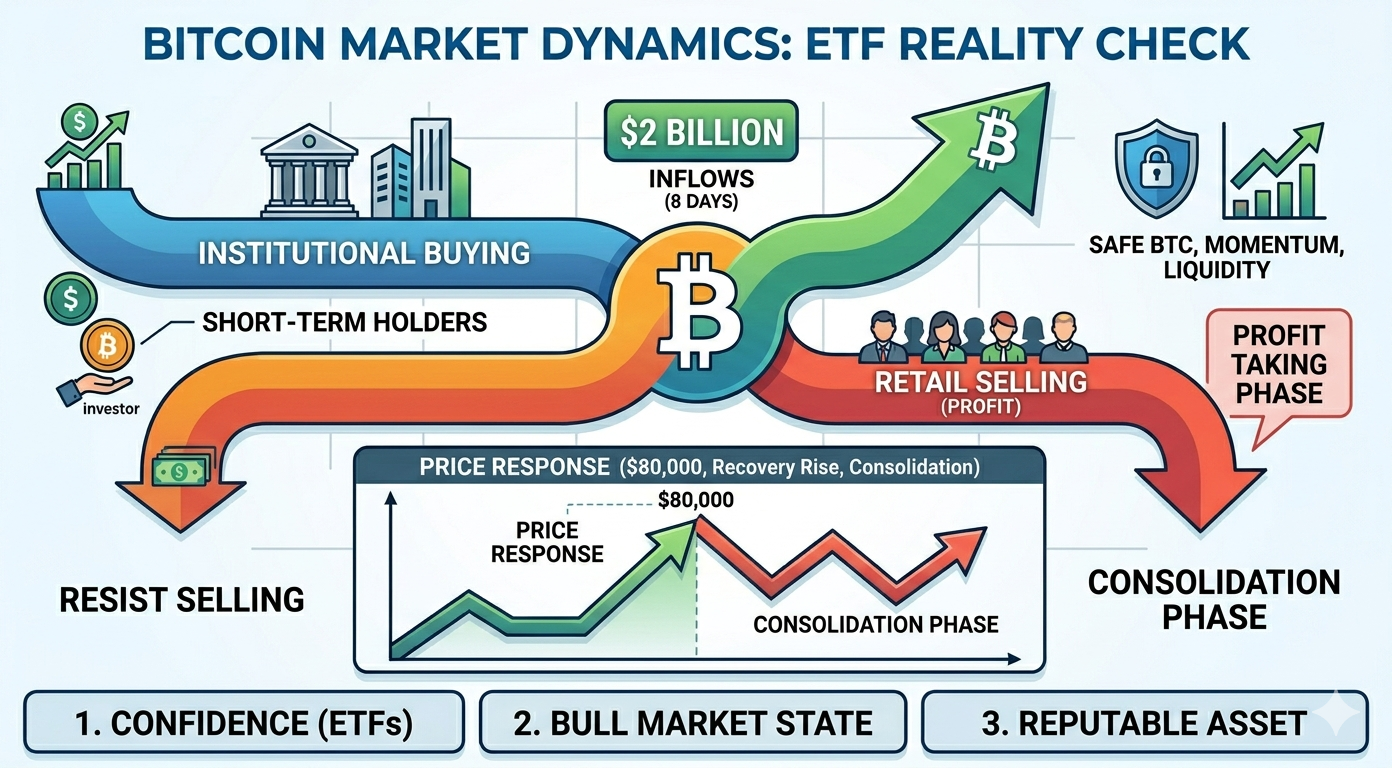 Bitcoin ETFs just pulled $2 billion in 8 days while short-term holders quietly started selling