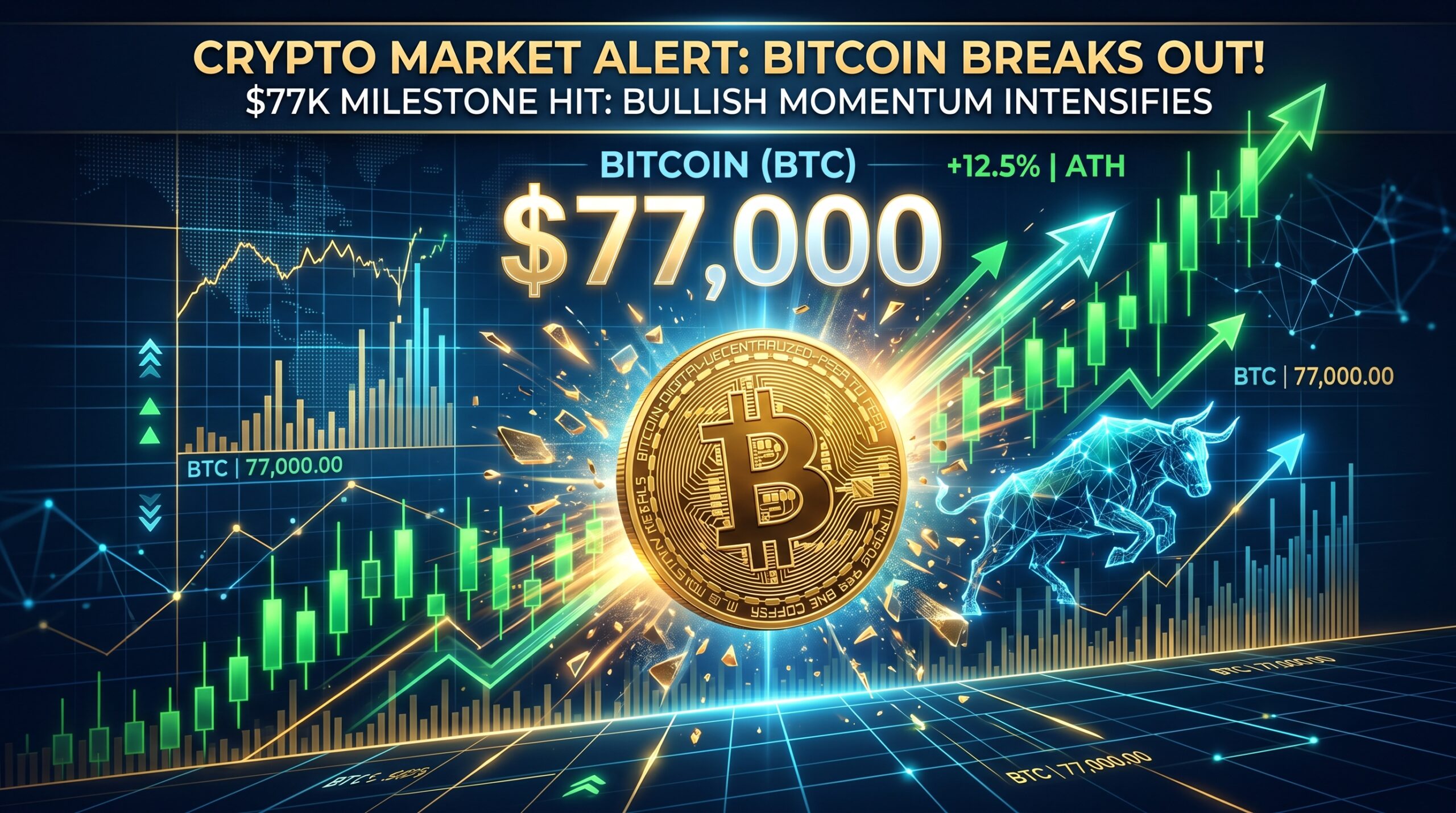 Bitcoin Price Rally to $77K as Short Squeeze Gains in Crypto