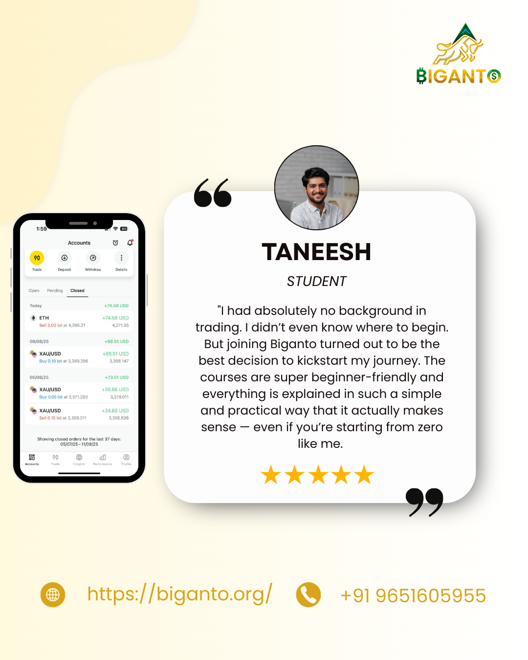 Yellow and White Modern Customer Testimonial Reviews Instagram Post